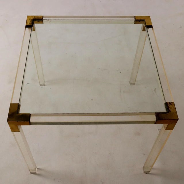 Vintage Coffee Table in Brass & Glass, Italy, 1970s For Sale - Image 3 of 6
