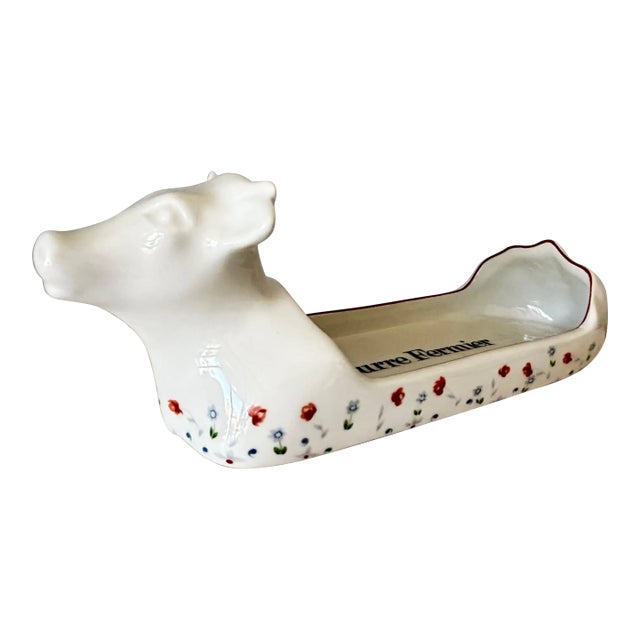 Apilco French Porcelain Cow-Form Butter Dish “Beurre Fermier" For Sale