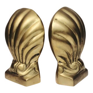 Brass Shell Bookends - a Pair For Sale