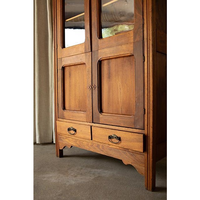 Antique 20th Century American Oak Kitchen Cupboard & Glass Display Hutch For Sale - Image 14 of 18