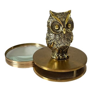 Vintage Brass Owl Magnifying Glass For Sale