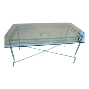 1970s Vintage Mario Papperzine Salterini Style Green Wrought Iron Dining Table