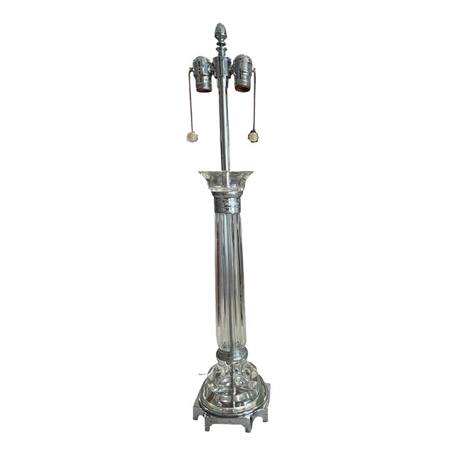 Marbro Crystal Column Table Lamp, 1950s For Sale