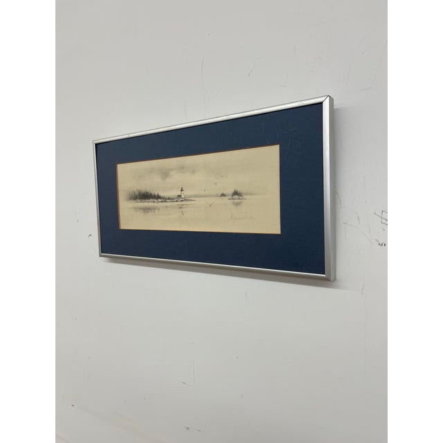 Vintage Pencil-Signed Coastal Lighthouse Lithograph by Virginia Miller for Jonah's Workshop, Searsport Maine For Sale - Image 4 of 10