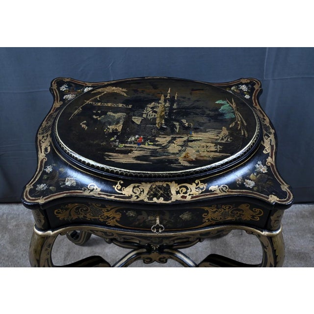 Napoleon III Painted Wooden Worktable, Mid-19th Century For Sale - Image 5 of 18