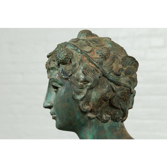 Mid 20th Century Greco Roman Style Verde Bronze Nude Male Statue For Sale In New York - Image 6 of 13