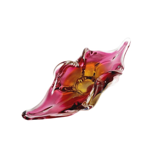 Pink Decorative Bowl by J. Hospodka for Chribska Glassworks, Czechoslovakia, 1960s For Sale - Image 8 of 13