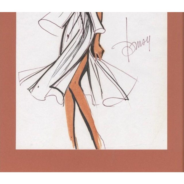 Contemporary 1980 Original Fashion Drawing, Summer, Beach, Cruisewear Watercolor, Pen and Ink- For Sale - Image 3 of 4