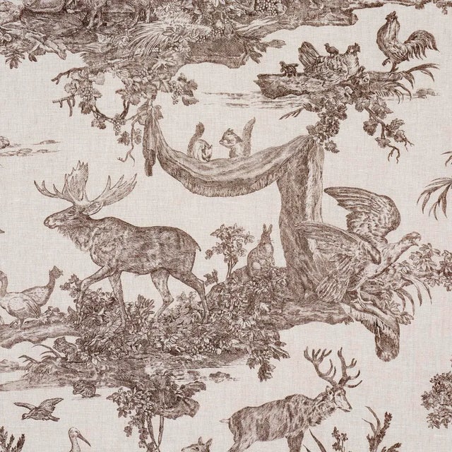 Schumacher SAMPLE - Schumacher Western Toile Fabric In Sepia For Sale - Image 4 of 6
