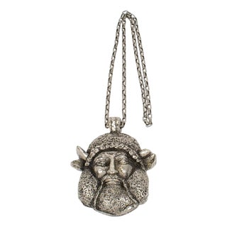 Guy Laroche Paris Massive Silvered Resin Viking God Medallion Necklace For Sale