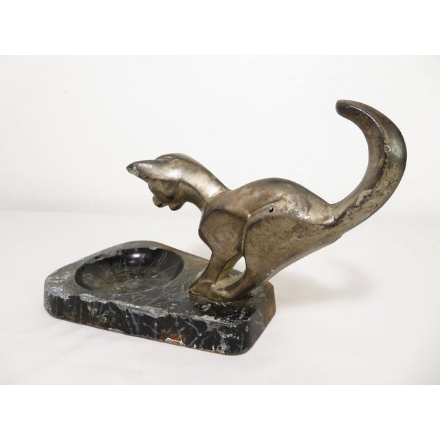 Silver Art Deco Cubist Cat Sculpture Catchall Ashtray Bowl ~ Brutalist Mid Century Modern For Sale - Image 8 of 17