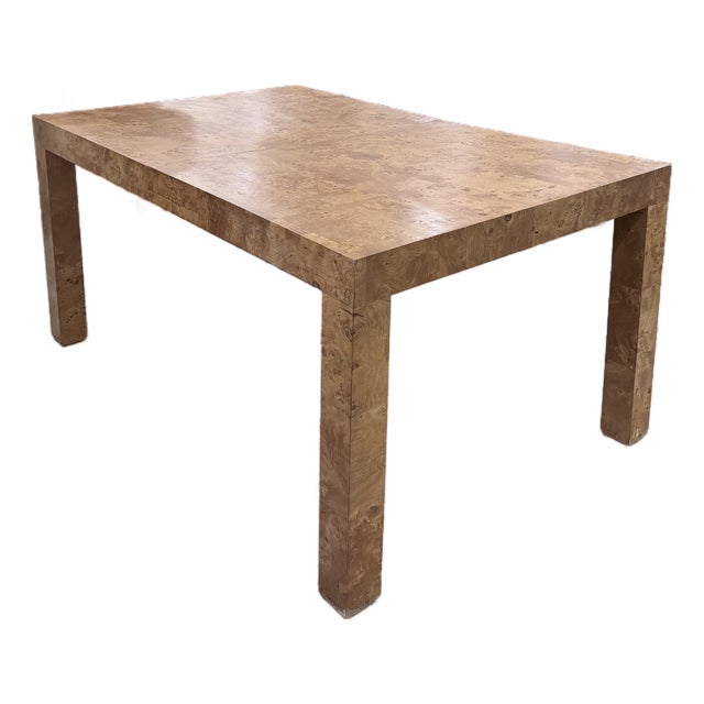 Late 20th Century Burl Wood Parsons Extension Dining Table For Sale