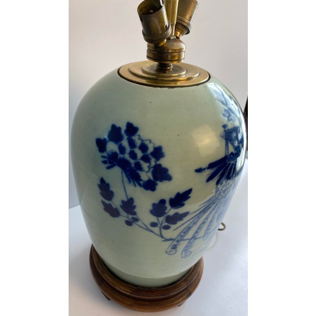 Late 19th Century Blue and White French Porcelain Table Lamp For Sale - Image 4 of 6