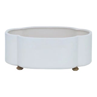 Carol Oval Planter with Brass Feet - Cream For Sale