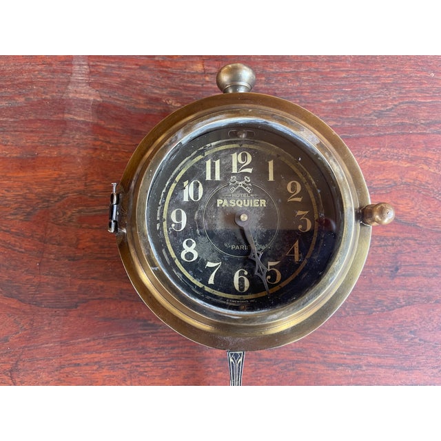 Black Early 2000 Decorative Battery Operated French Style Hotel Pasquier Wall Clock For Sale - Image 8 of 8