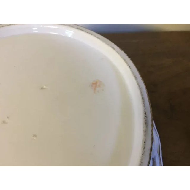 Large antique 18th c. Paris porcelain Dihl reticulated basket or Corbeille. Decorated in the sprig or cornflower pattern...