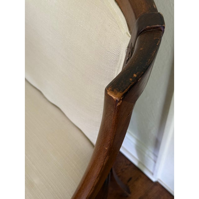Mid 20th Century Vintage Cane-Back Upholstered Settee / Loveseat For Sale - Image 5 of 9