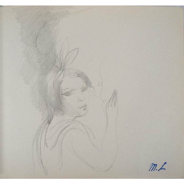 Marie Laurencin, Girl with a Bow, Original Pencil Drawing For Sale - Image 6 of 6