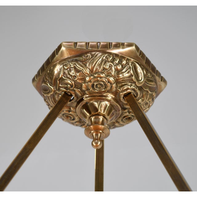 Metal French Art Deco Pendant Light by André Delatte 1920s France For Sale - Image 7 of 11