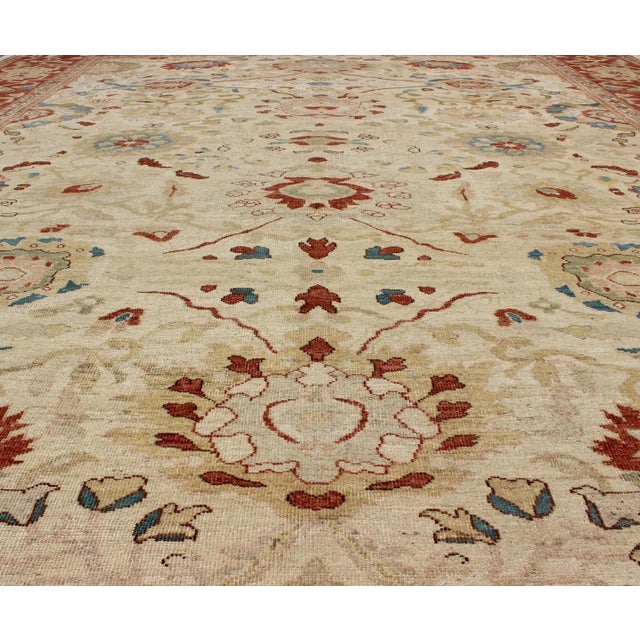 Late 20th Century Large Vintage Persian Sultanabad Rug With All-Over Design in Ivory Background For Sale - Image 5 of 13