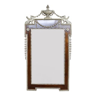 Antique Federal Style Mahogany & Silver Gilt Wall Mirror With Griffins For Sale