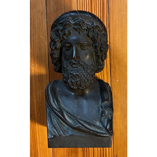 Antique 19th Century Grand Tour Classical Bronze Library Bust or Sculpture of Asclepius, Greco-Roman God of Medicine For Sale - Image 14 of 17