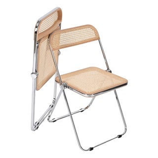 Straw and Chrome Plia Chair by Giancarlo Piretti for Castelli, 1970s For Sale