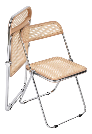 Straw and Chrome Plia Chair by Giancarlo Piretti for Castelli, 1970s