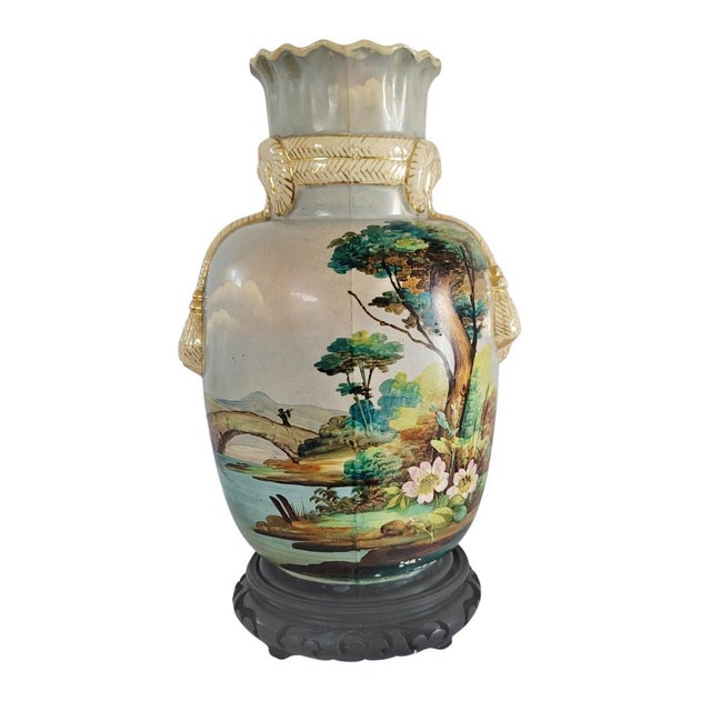 Vintage Japanese Nippon Morimura Style Gold Gilt Landscape Vase For Sale In West Palm - Image 6 of 13