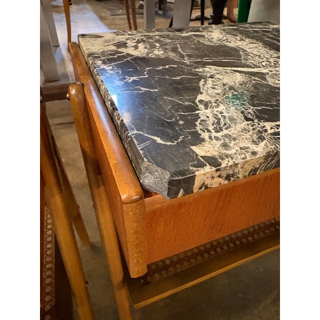 Danish Teak Mid Century Marble Top Nightstands a Pair For Sale - Image 11 of 11