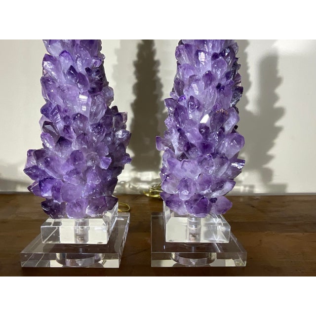 One of a Kind Pair of Original Amethyst Crystal Table Lamps by - Joseph Malekan For Sale - Image 17 of 18