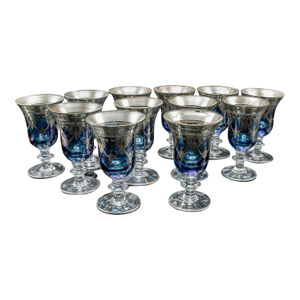 Set of 12 Vintage Wine Goblets, Italian, Handmade, Champagne Glasses, Liqueurs