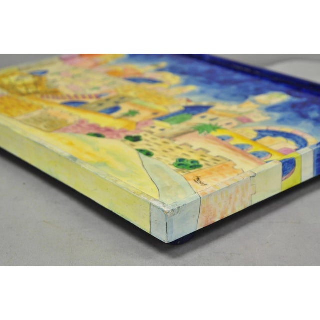 Vintage Yair Emanuel Judaica Hand Painted Wood Challah Board Made in Israel For Sale - Image 11 of 14