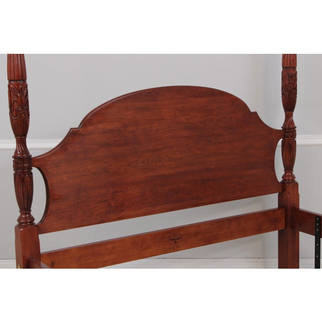 Traditional Henkel Harris Cherry Queen Sized Rice Carved Poster Bed For Sale - Image 3 of 16
