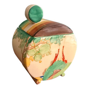 Clarice Cliff Fantasque Bizarre “Secrets” Pattern Sugar Bowl With Lid – Newport Pottery England