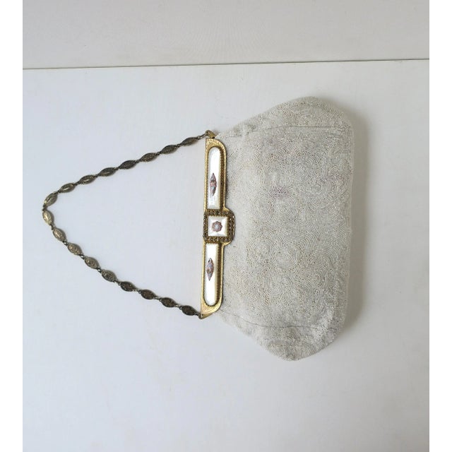 Mid 20th Century Vintage White Beaded Handbag With Pastel Enamel, Circa Mid-20th Century, Europe For Sale - Image 5 of 17