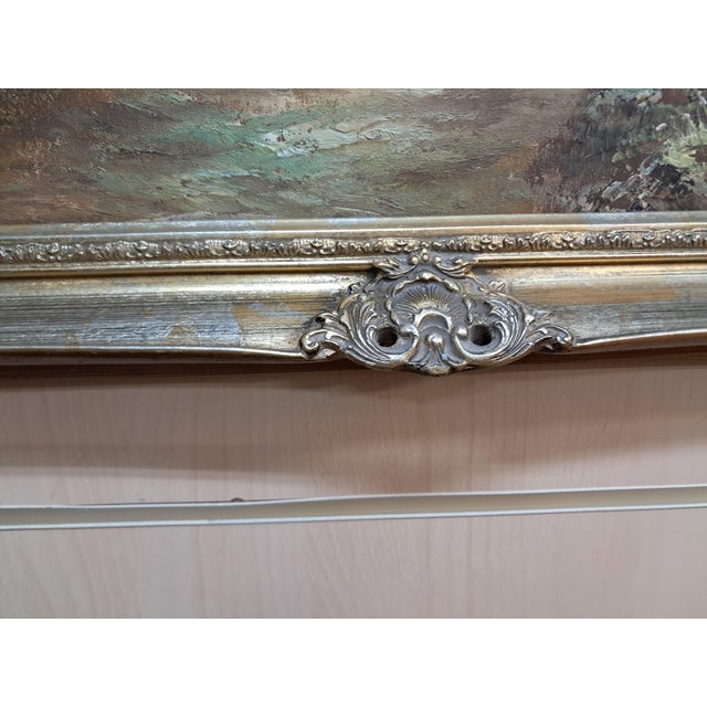 Large Vintage Landscape, Woodland, Oil Painting on Canvas, Gold Wood Frame, I Cafieri For Sale - Image 18 of 18