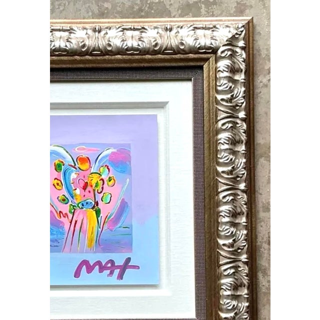 Pink Vintage Boho Peter Max Hand Painted Serigraph For Sale - Image 8 of 12