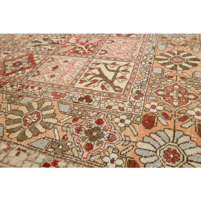 Persian Handmade Antique Wool Rug Persian Bakhtiari With Multicolor Allover Pattern For Sale - Image 3 of 9