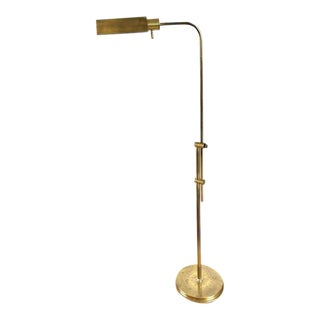Mid-Century Modern Frederick Cooper Brass Adjustable Pharmacy Floor Lamp, Signed For Sale