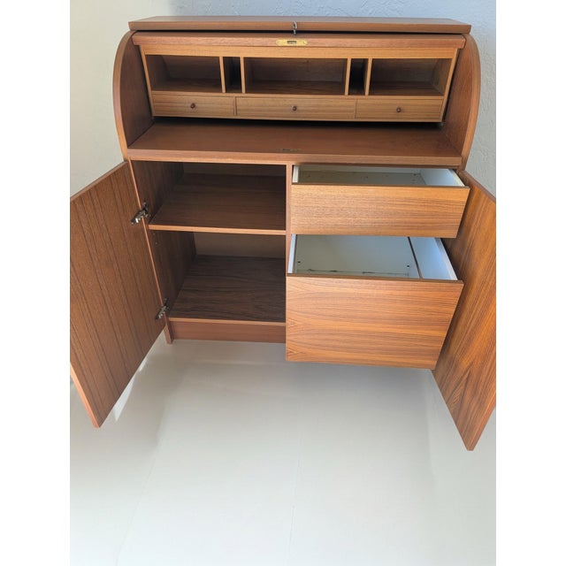 1960s 1960s Teak Rolltop Desk Smi For Sale - Image 5 of 7