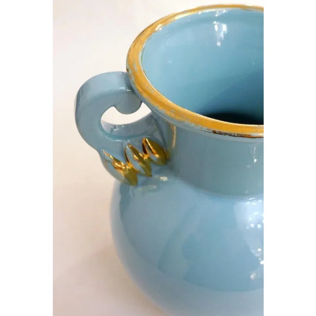 Turquoise Earthenware Amphora Vase by B. Letalle for St-Clément, 1940s For Sale - Image 12 of 13