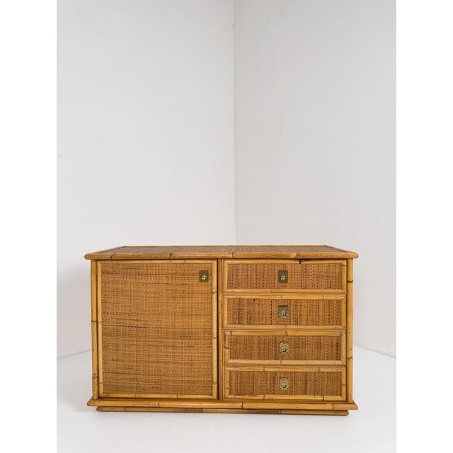Mid-Century Italian Bamboo, Rattan and Cane Cabinet with Drawers by Dal Vera, 1970 For Sale - Image 4 of 18