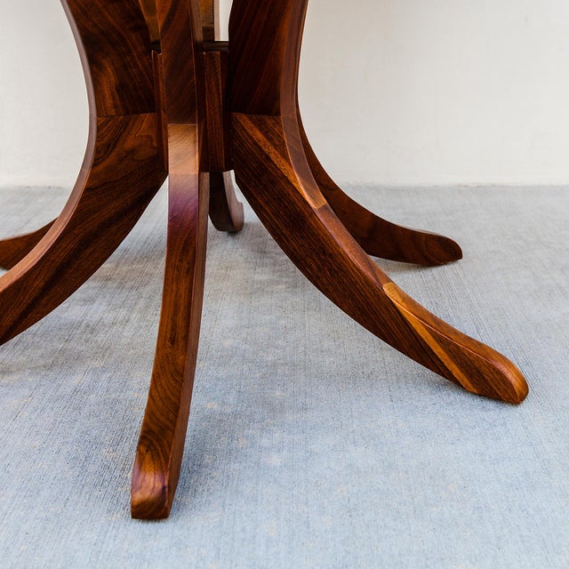 Mid-Century Modern Restored Mid Century Modern Round Walnut Pedestal Base Dining Table For Sale - Image 3 of 14