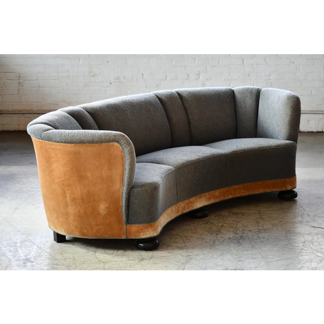 Danish 1940s Very Large Curved Banana Shape Sofa Style of Royere