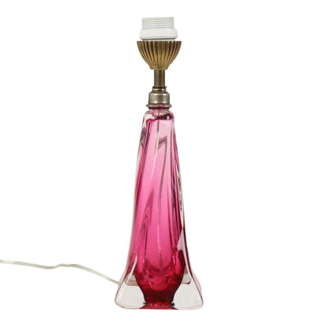 1960s Purple and Pink Crystal Table Lamp from Val Saint Lambert, 1960s For Sale - Image 5 of 14