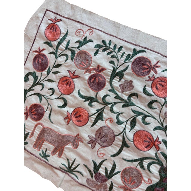 1960s Horse Suzani Wall Hanging, Pomegranate Vines For Sale - Image 5 of 7