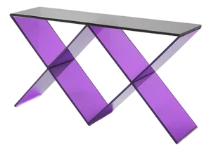 Double X Acrylic Console Table Transparent Purple-Transparent Black