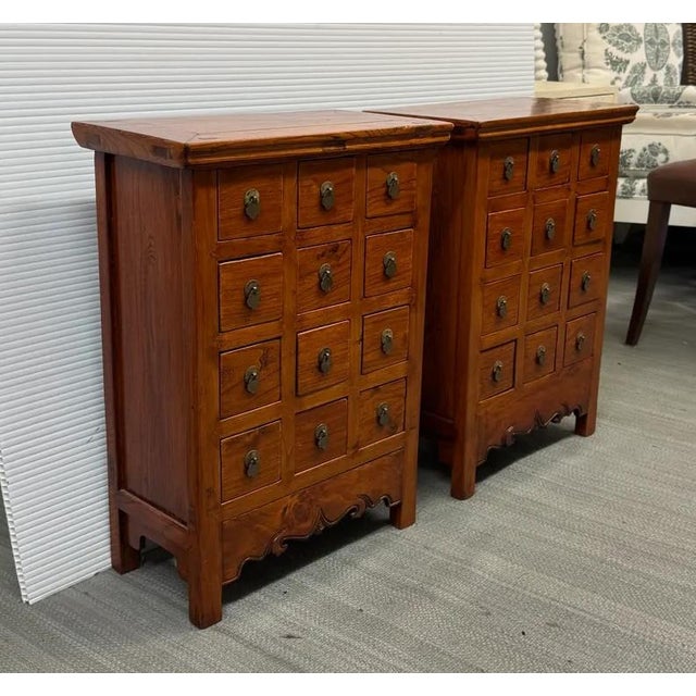 Chinese Vintage Wood Apothecary Nightstands, Pair For Sale In San Francisco - Image 6 of 6