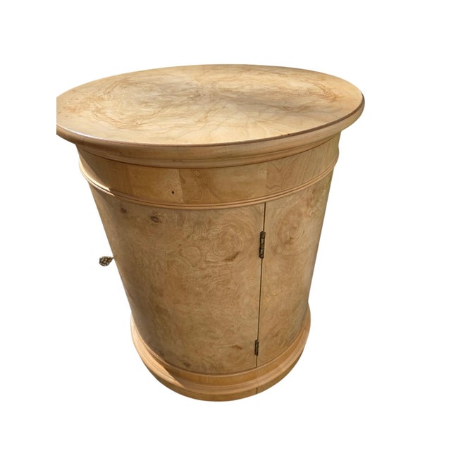 Traditional 1980s Henredon Charles X Collection Burlwood Drum Side Table Nightstand Cabinet For Sale - Image 3 of 15